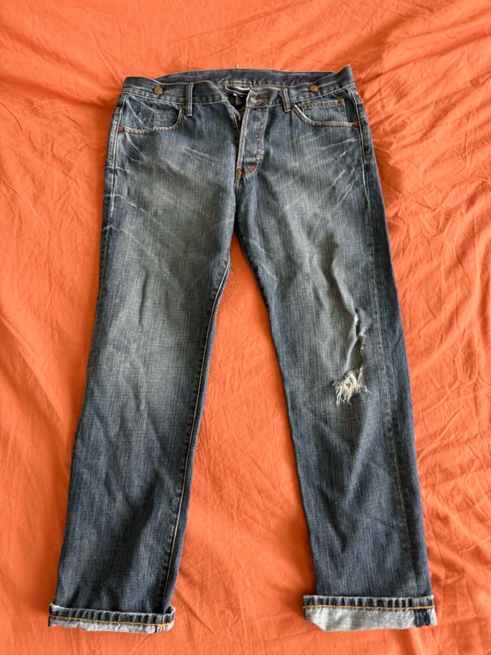 The Hundreds Straight Leg Blue Distressed Jeans